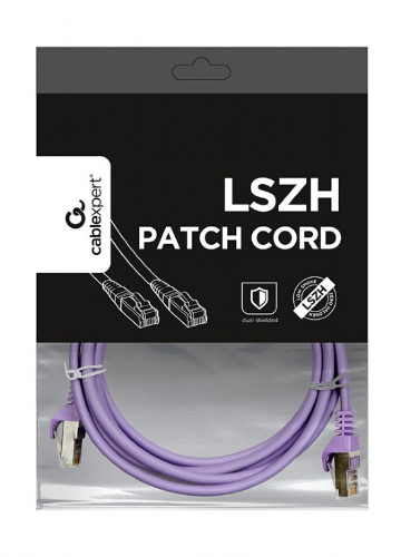 Picture of Gembird S/FTP Cat. 6A LSZH patch cord purple, 0.5 m PP6A-LSZHCU-V-0.5M