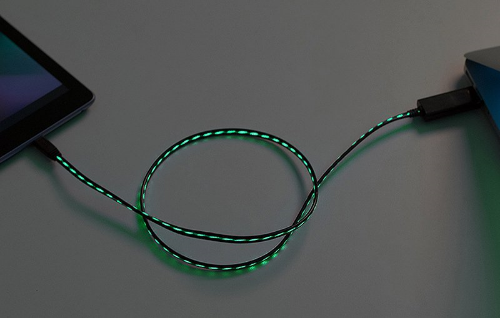 Picture of Mediatech MT5105G Flowing LED Micro USB  Cable - Green light