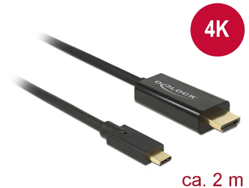 Picture of Delock 85259 USB Type-C male > HDMI male (DP Alt Mode) 4K 30 Hz 2 m black