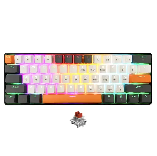 Mediatech MT1258 ZONE 61 60% Mechanical Gaming Keyboard w/ Red Switches ...